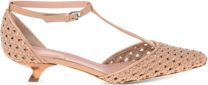 woven T-bar pumps