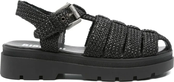 Woven-Texture Flat Sandals