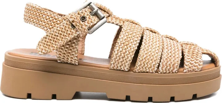 Woven-Texture Flat Sandals