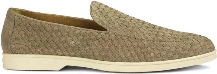 Woven Texture Grey Loafers With Rubber Sole
