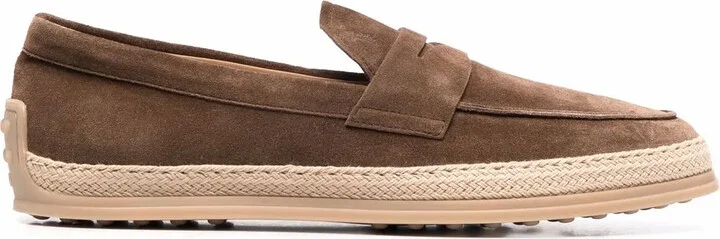 Woven Trim Penny Loafers