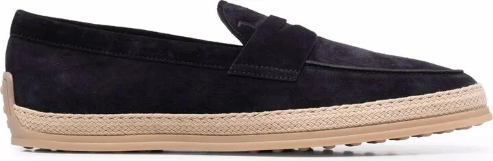 Woven-Trim Penny Loafers