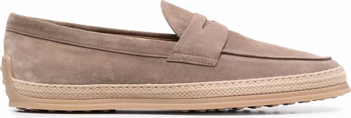 Woven-Trim Penny Loafers