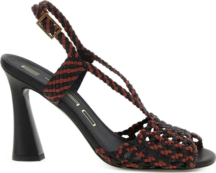 Woven Two-Tone Leather Sandals