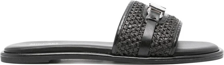 Woven Upper Mules With Metallic Accent