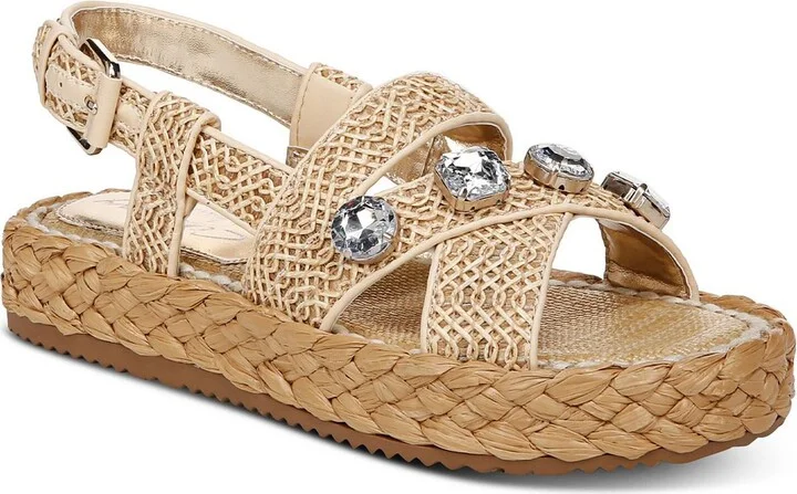 WRIGLEY WVN Womens Rhinestone Man Made Platform Sandals