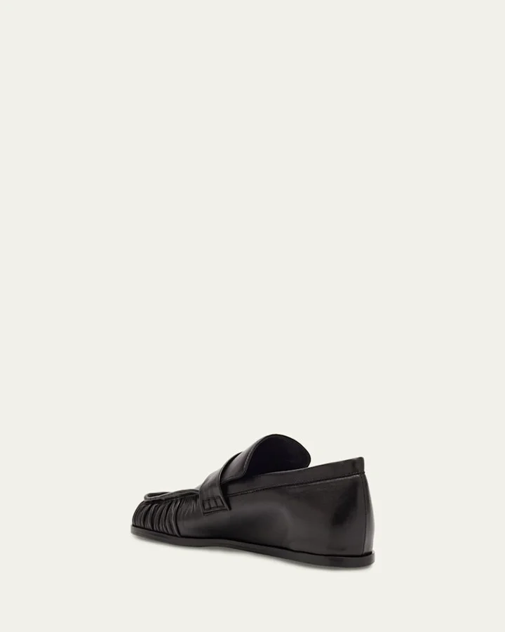Wrinkled Leather Square-Toe Loafers - Image 3