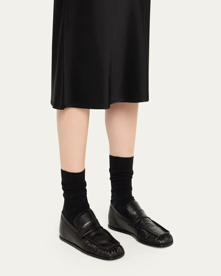 Wrinkled Leather Square-Toe Loafers - Image 5