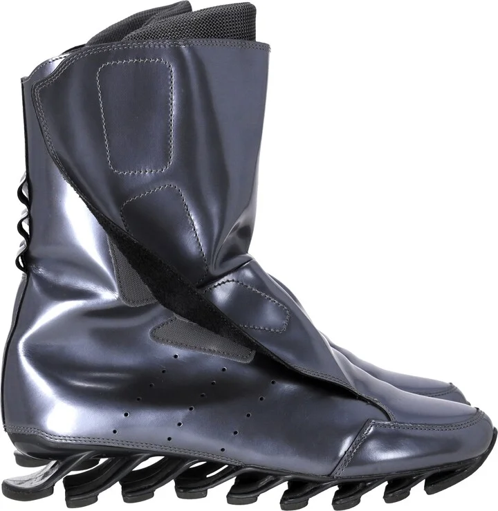 x Adidas Springblade Mid-Calf Boots in Metallic Silver Leather