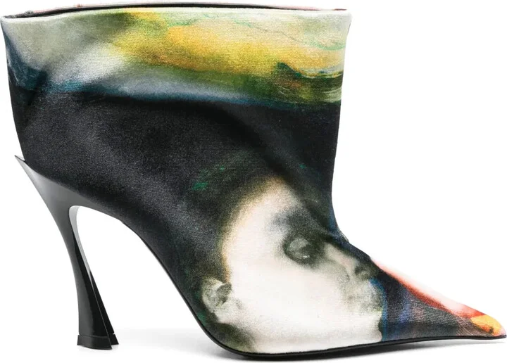 x Ambera Wellmann 95mm printed velvet boots