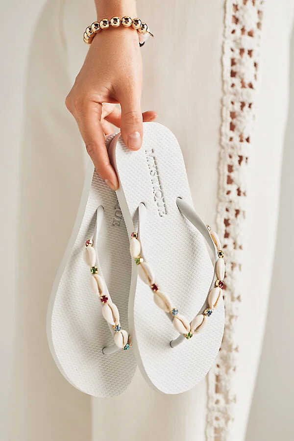 x Anthropologie Embellished Thong Sandals