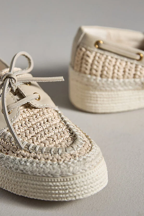 x Anthropologie Raffia Platform Boat Shoes - Image 3