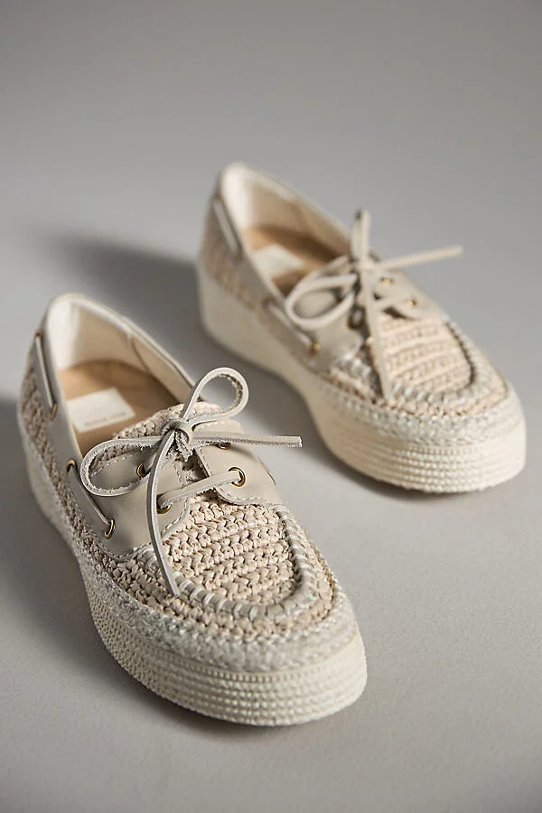 x Anthropologie Raffia Platform Boat Shoes