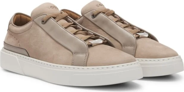 x ASTON MARTIN grained-leather trainers with hidden laces
