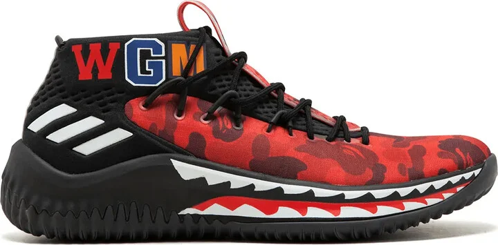 x BAPE Dame4 "Red Shark ABC Camo" sneakers