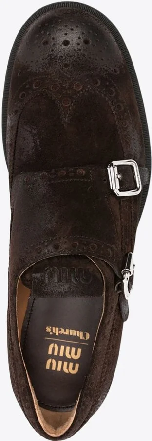 X Church's Monk Strap Suede Brogue Shoes - Image 3