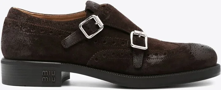 X Church's Monk Strap Suede Brogue Shoes