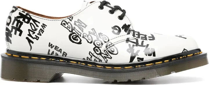 x Dr. Martens text-print Derby shoes