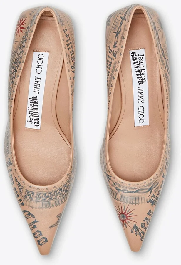 X Jean Paul Gaultier 60 Tattoo-Printed Leather Pumps - Image 3