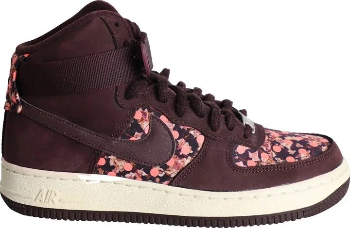 x Liberty London Air Force 1 High-Top Sneakers in Burgundy Suede
