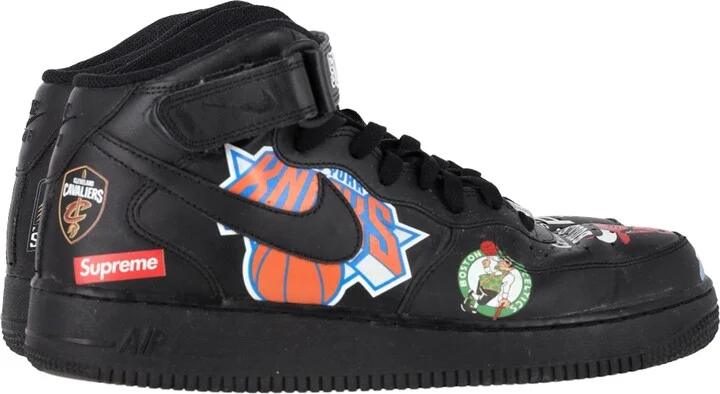 x Nike Air Force 1 Mid Supreme Sneakers in Black Leather