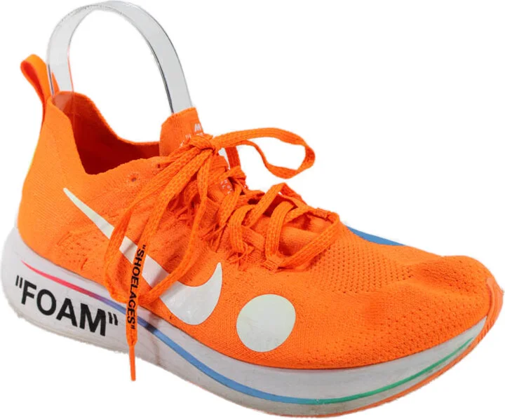 x Off White Womens Lace Up Knit Foam Running Sneakers Orange White
