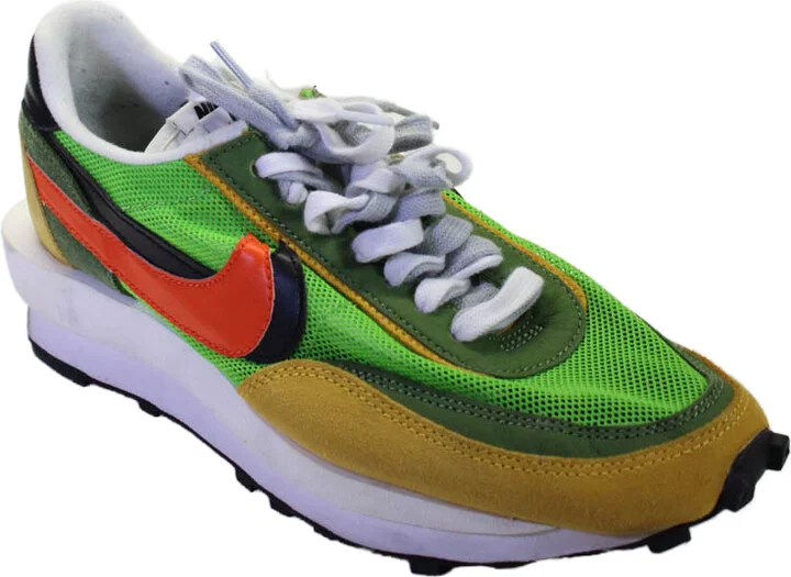 x Sacai Mens LD Waffle Gusto Mesh Suede Trim Sneakers Green Gusto
