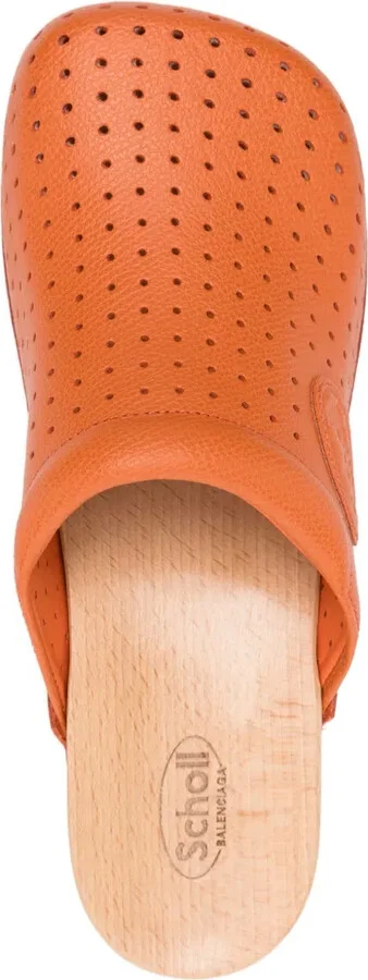 x Scholl 40mm perforated leather clogs - Image 4