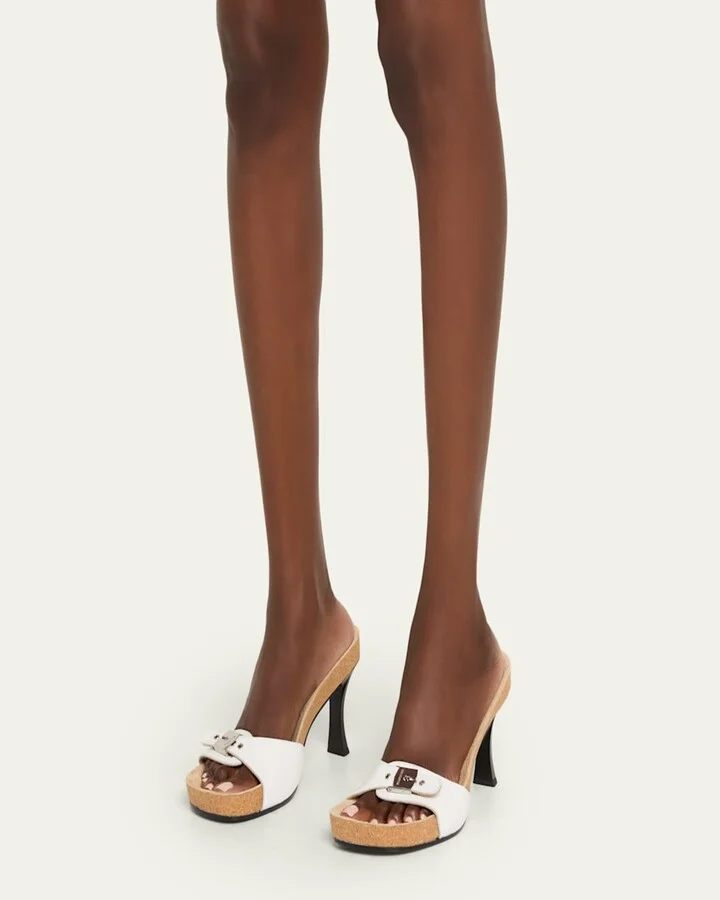 x Scholl Leather Mule Sandals - Image 3