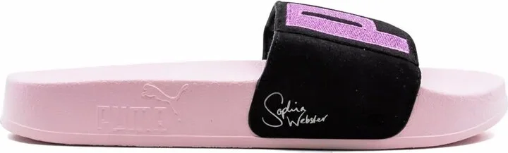 x Sophia Webster Leadcat suede slides
