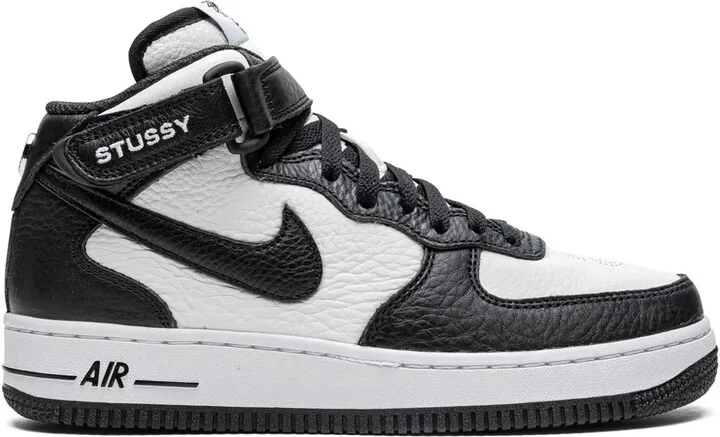 x Stüssy Air Force 1 Mid "Light Bone Black" sneakers