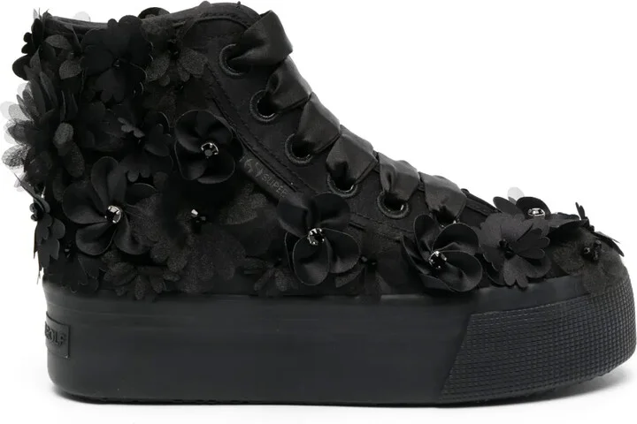 x Superga flower-embellished high-top sneakers