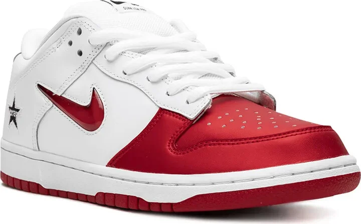 x Supreme SB Dunk Low "Jewel Swoosh Red/White" sneakers - Image 2