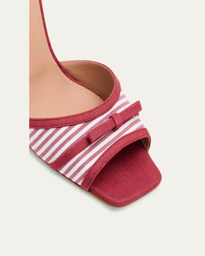 x Tabitha Simmons Isla Striped Bow Mule Wedge Sandals - Image 6