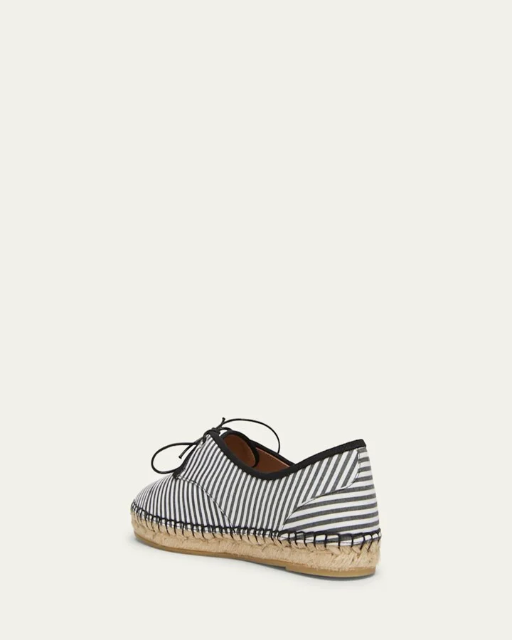 x Tabitha Simmons Tyler Striped Cotton Lace-Up Espadrilles - Image 3