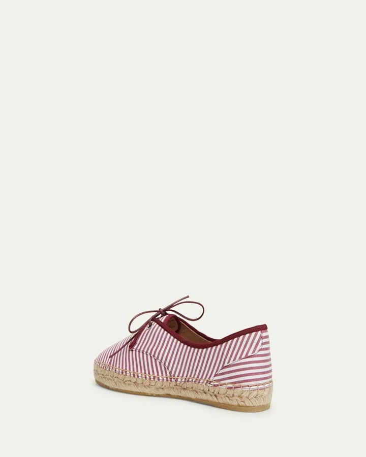 x Tabitha Simmons Tyler Striped Cotton Lace-Up Espadrilles - Image 2