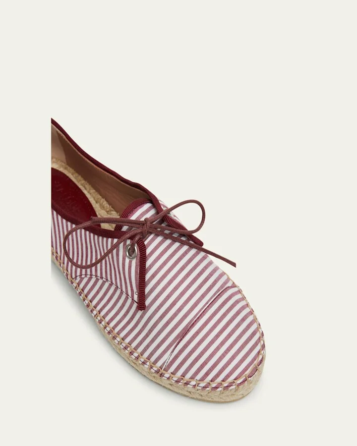 x Tabitha Simmons Tyler Striped Cotton Lace-Up Espadrilles - Image 4