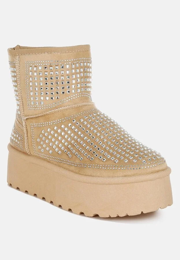 Xoras Chunky Rhinestones Ankle Boots - Image 2