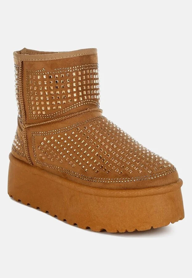 Xoras Chunky Rhinestones Ankle Boots - Image 4