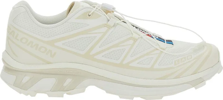 'Xt-6 S/Lab' White Sneakers With Drawstring In Mesh And Tech Fabric
