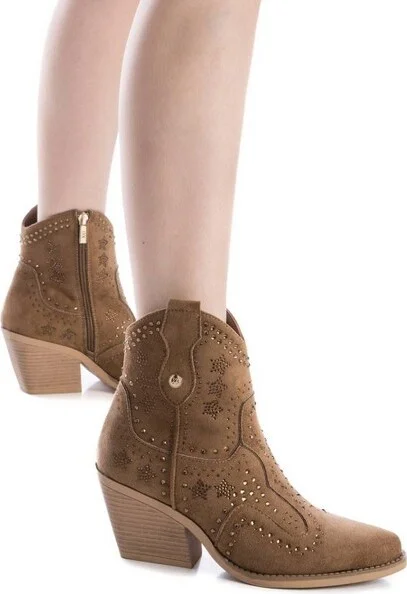 XTI Italian Western Style Boots With Rhinestones 143748, Beige, - Image 2