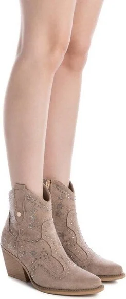 XTI Italian Western Style Boots With Rhinestones 143748, Beige, - Image 3