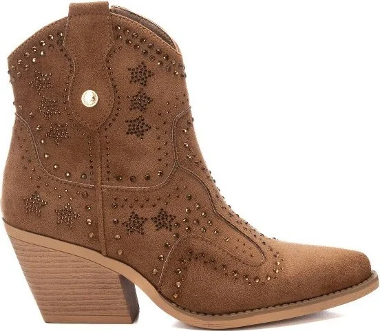 XTI Italian Western Style Boots With Rhinestones 143748, Beige,