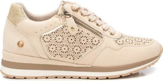 Xti Women's Casual Sneakers with side zipper 141113 Beige