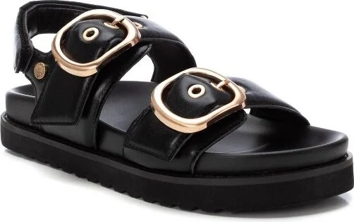 XTI Women's Comfort Double Strap Sandals 144129 Black - Image 2