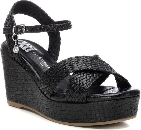 XTI Women's Criss Cross Wedge Sandals 14407 Black - Image 2