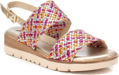 XTI Women's Double Strap Flat Sandals 143948 Fuchsia - Image 2
