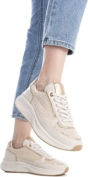 Xti Women's Fashion Braided Sneakers 14371 Beige - Image 2