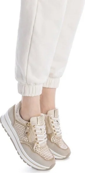 Xti Women's Fashion Sneakers with side zipper 143729 Beige - Image 2