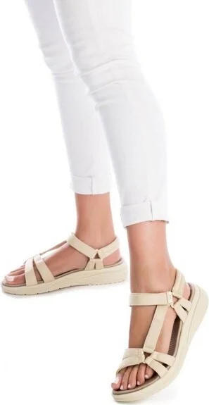 Xti Women's Flat Sandals -Beige, - Image 2